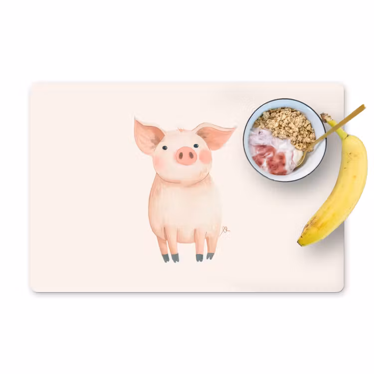 Salvamanteles - Cerdo - Rosa - Animal - Colores pastel — 1