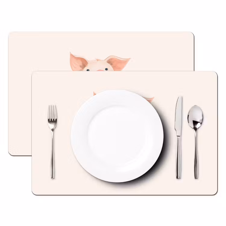 Salvamanteles - Cerdo - Rosa - Animal - Colores pastel — 2