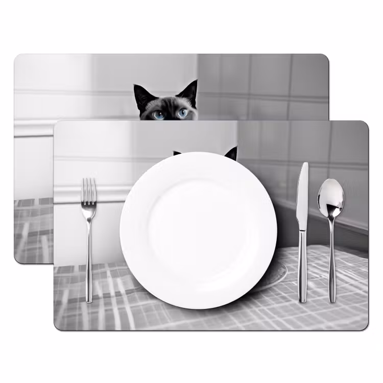 Salvamanteles - Gato - Siamés - Blanco y negro - Lindo - Animales — 2
