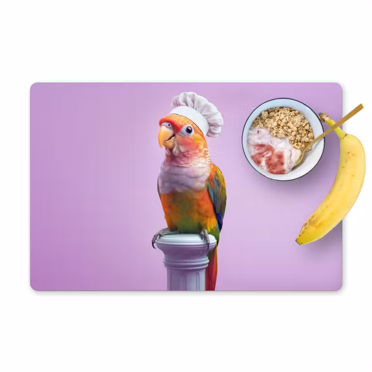 Vinilo para manteles individuales - Loro - Gorro de cocinero - Columna - Ave — 1