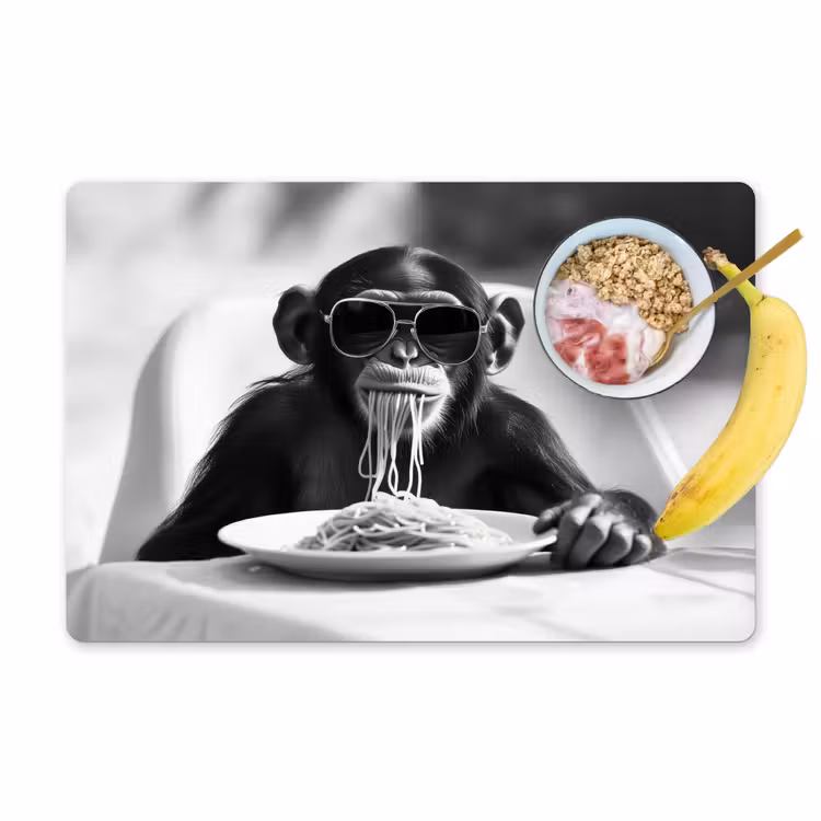 Salvamanteles - Mono - Espagueti - Gafas de sol - Blanco y negro - Cool - Animal — 1