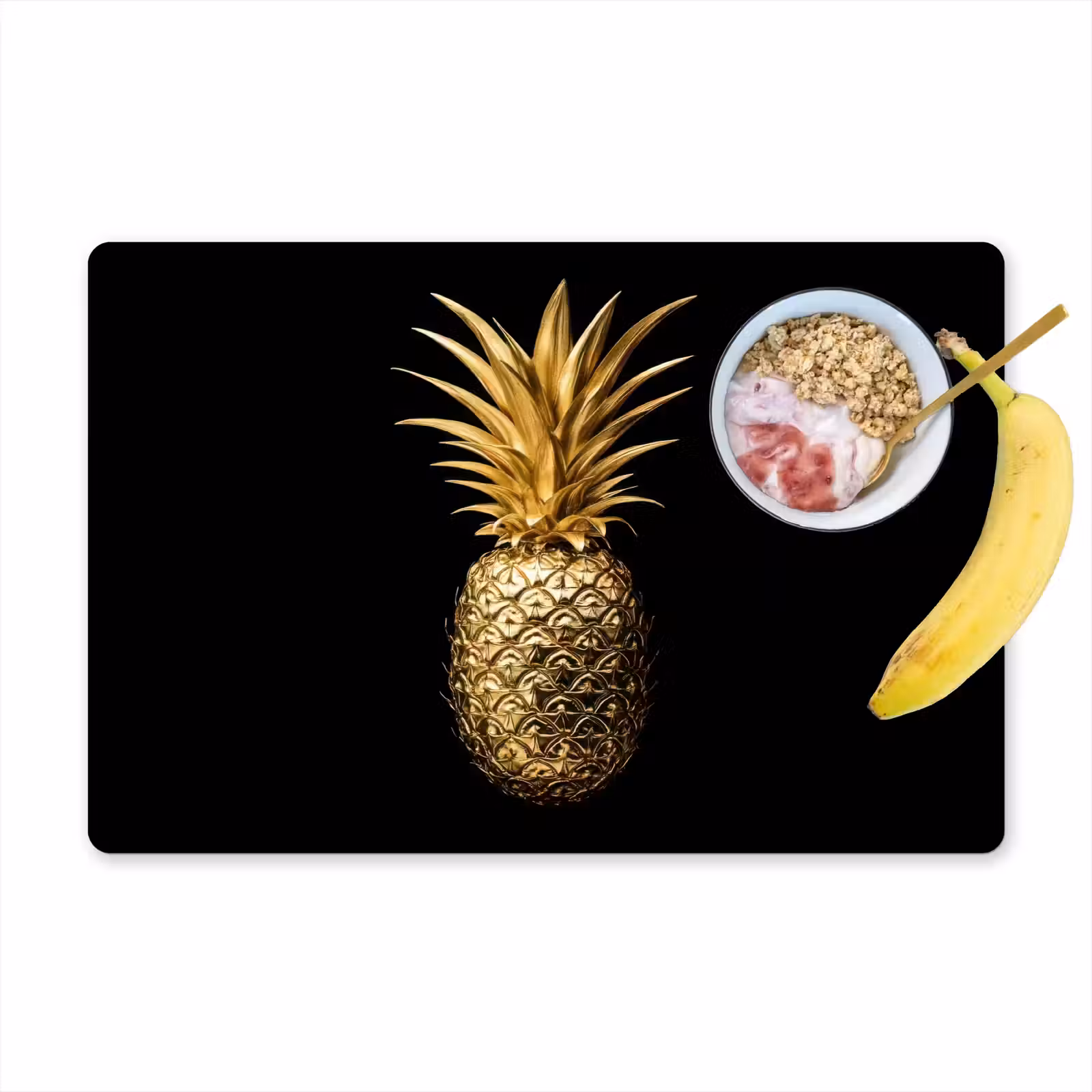 Salvamanteles - Piña - Negro - Oro - Lujo — 1