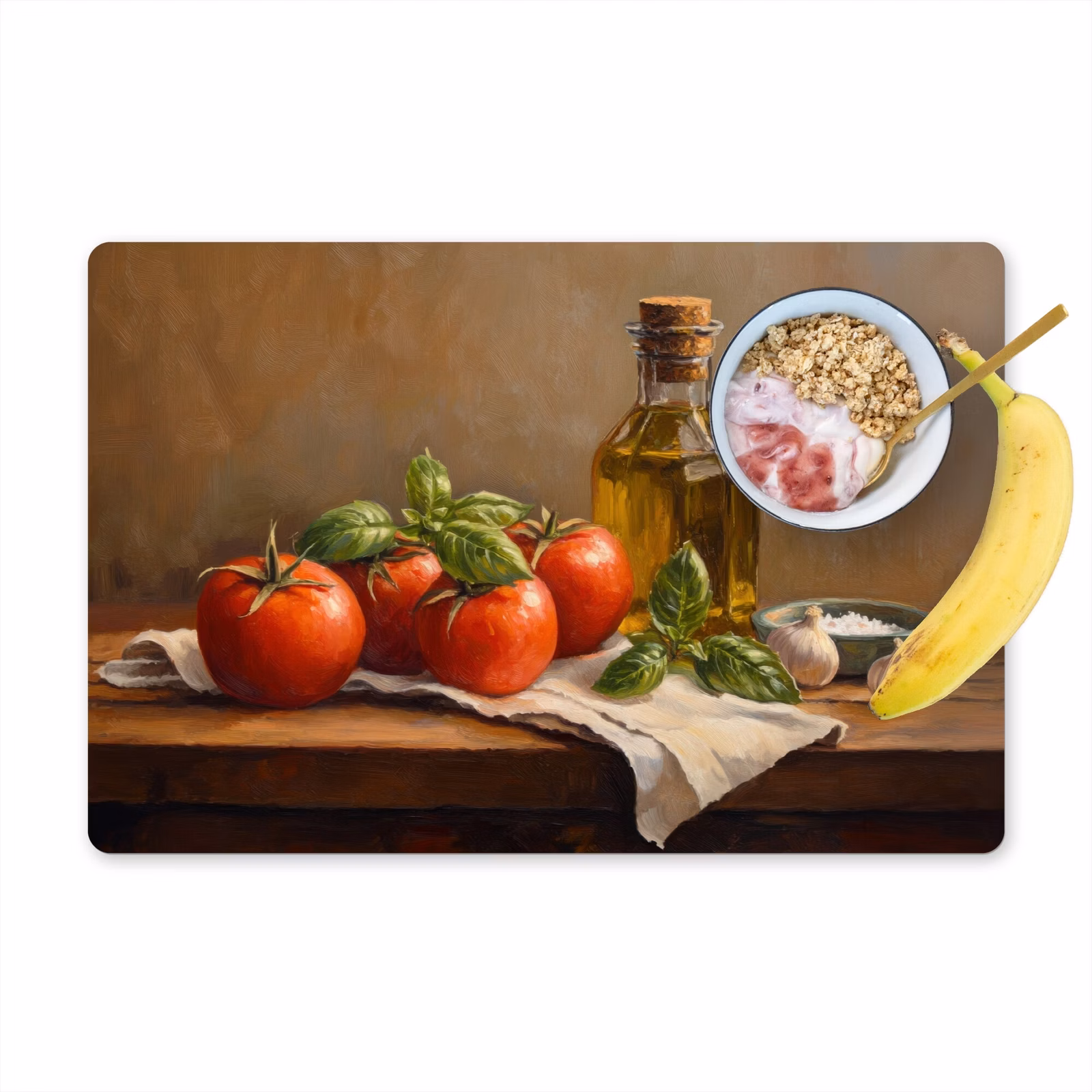 Salvamanteles - Tomates - Aceite de oliva - Naturaleza muerta — 1