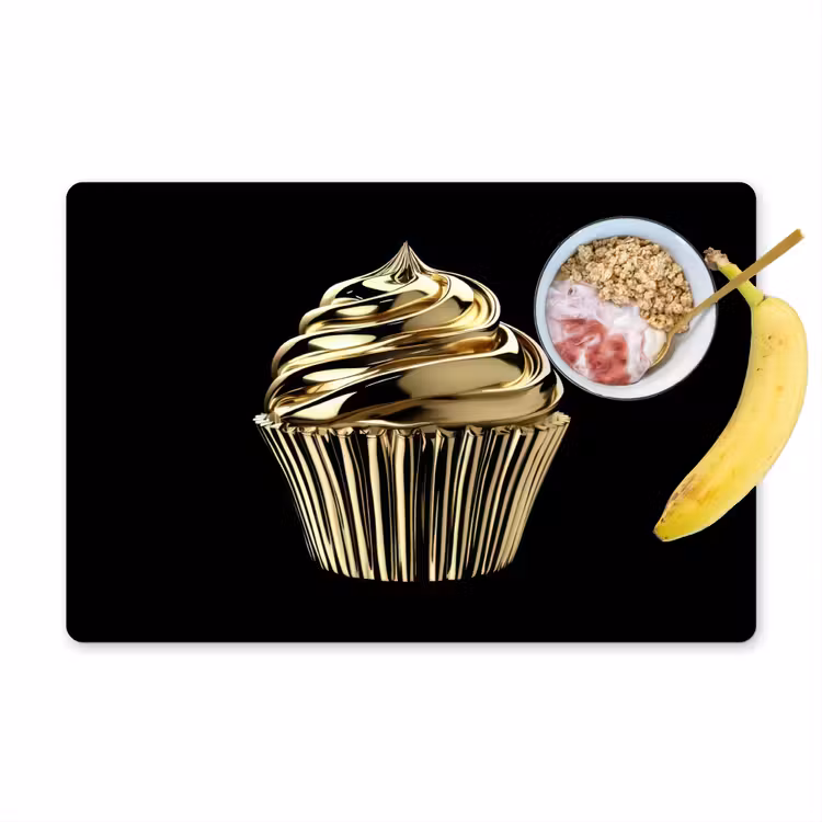 Salvamanteles - Cupcake - Comida - Oro - Negro — 1