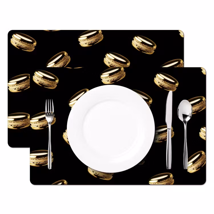 Salvamanteles - Macarrones - Patrón - Oro - Negro — 2