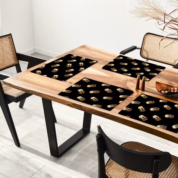 Salvamanteles - Macarrones - Patrón - Oro - Negro — 4