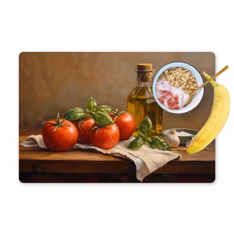 Salvamanteles - Tomates - Aceite de oliva - Naturaleza muerta — 1