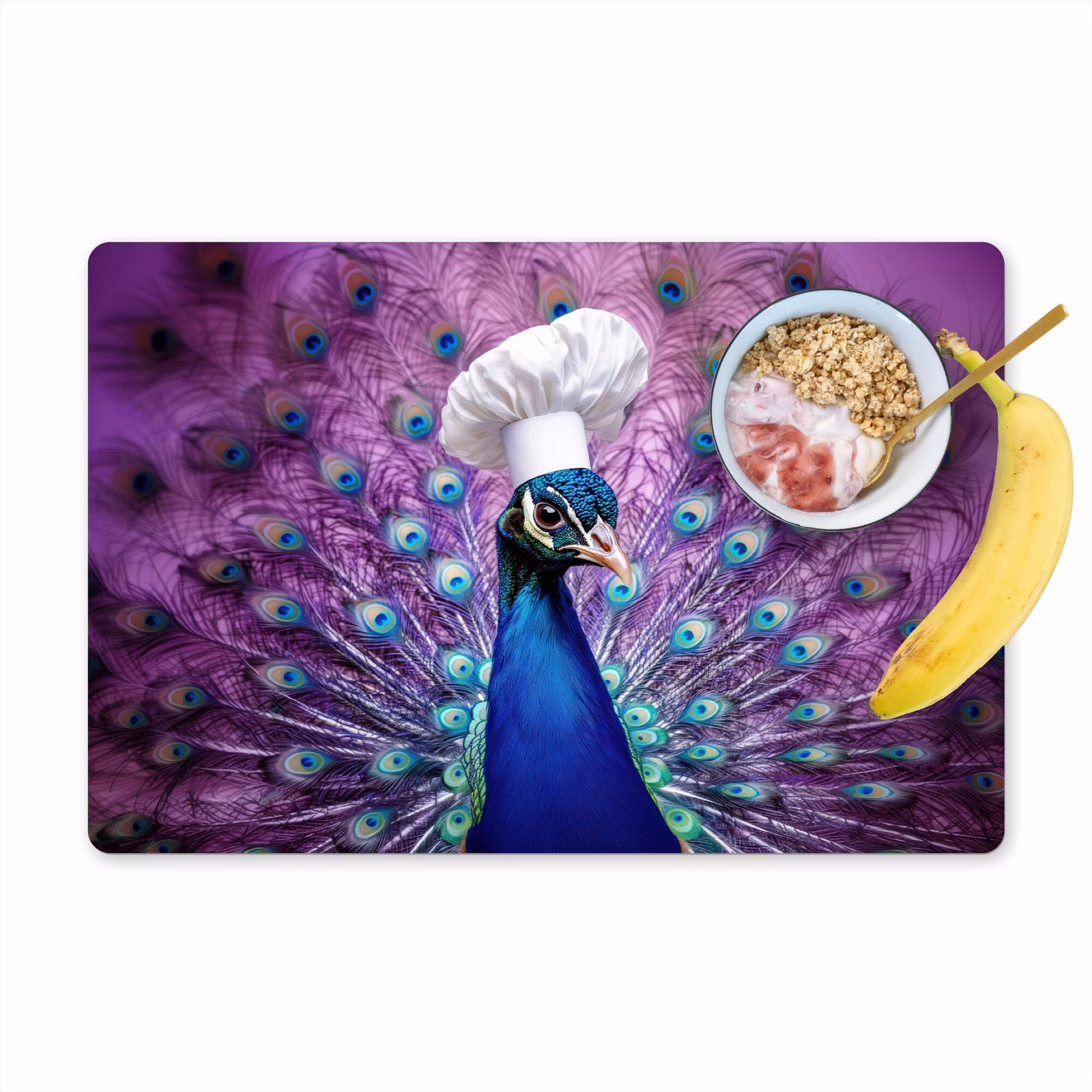 Vinilo para manteles individuales - Pavo real - Gorro de cocinero - Genial - Morado — 1