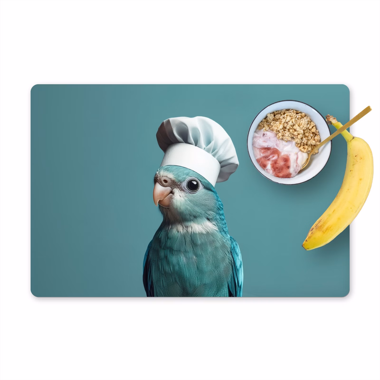 Vinilo para manteles individuales - Periquito - Ave - Gorro de cocinero - Lindo — 1