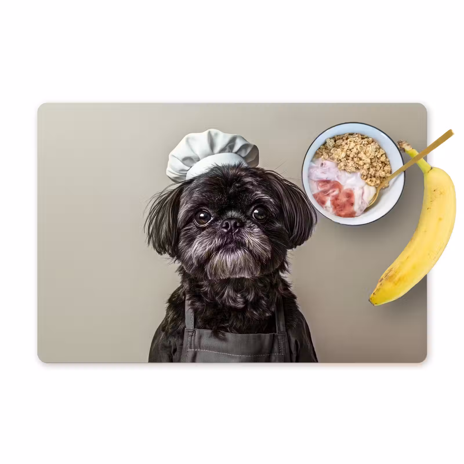 Vinilo para manteles individuales - Ropa de cocinero - Negra - Perro — 1