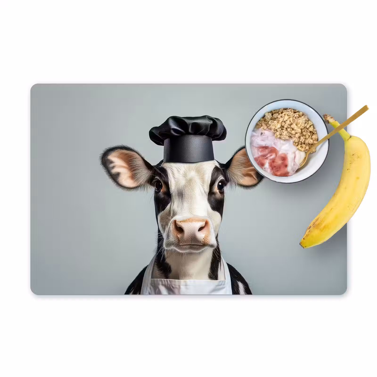 Vinilo para manteles individuales - Vaca - Negro - Blanco - Cocinero — 1