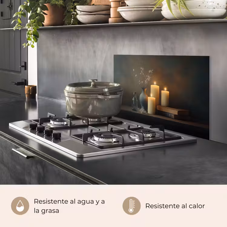 Salpicaderos de cocina - Velas - Naturaleza muerta - Rústico - Libros — 2