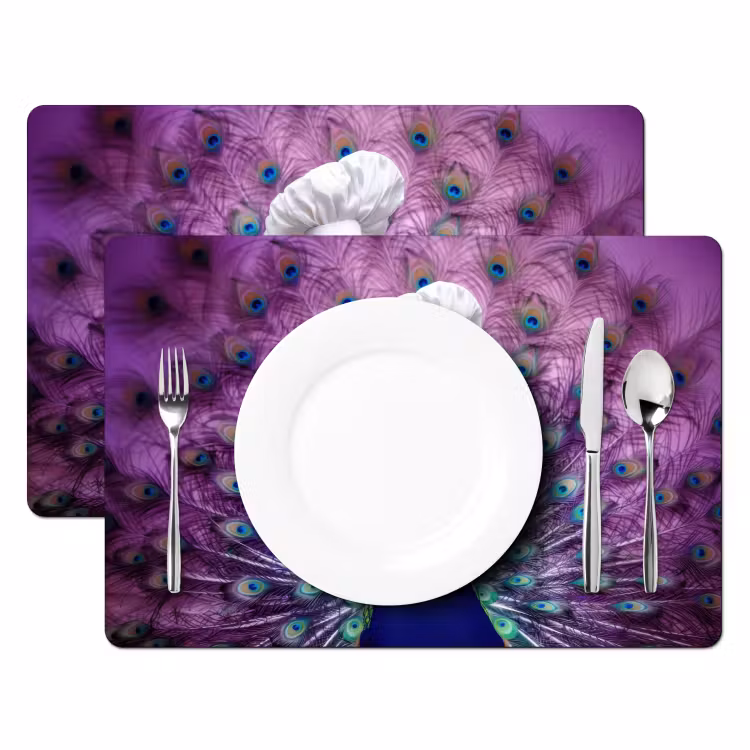 Vinilo para manteles individuales - Pavo real - Gorro de cocinero - Genial - Morado — 2