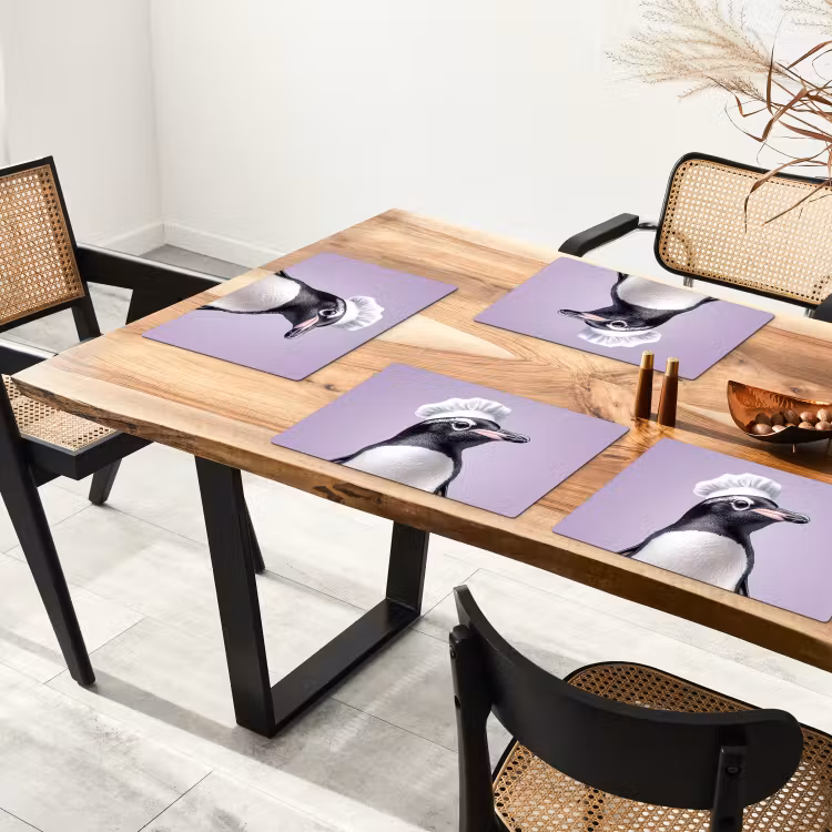 Vinilo para manteles individuales - Pingüino - Gorro de cocinero - Tierno - Morado — 4