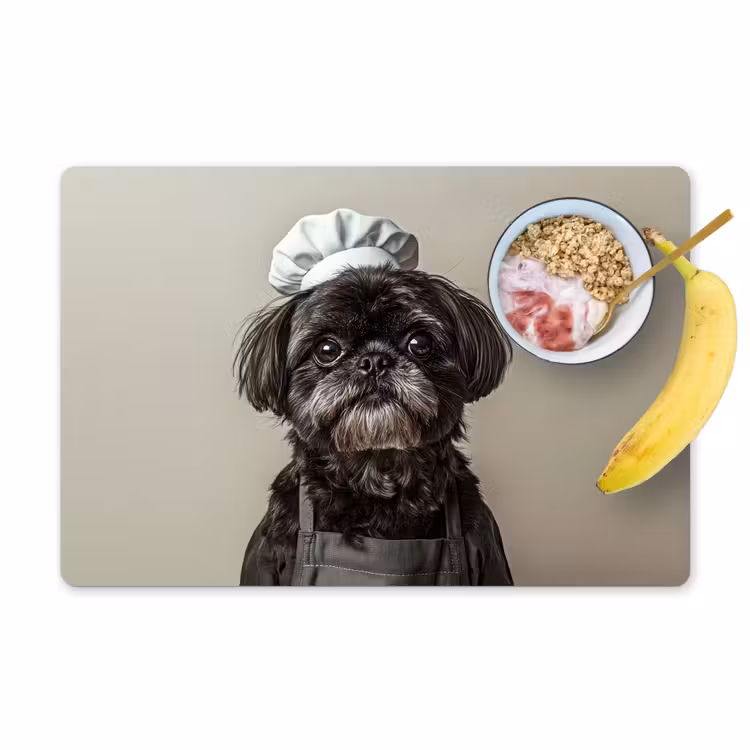 Vinilo para manteles individuales - Ropa de cocinero - Negra - Perro — 1