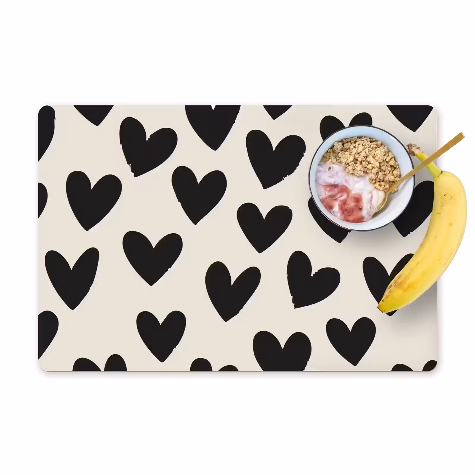 Salvamanteles - Corazones - Negro - Beige — 1