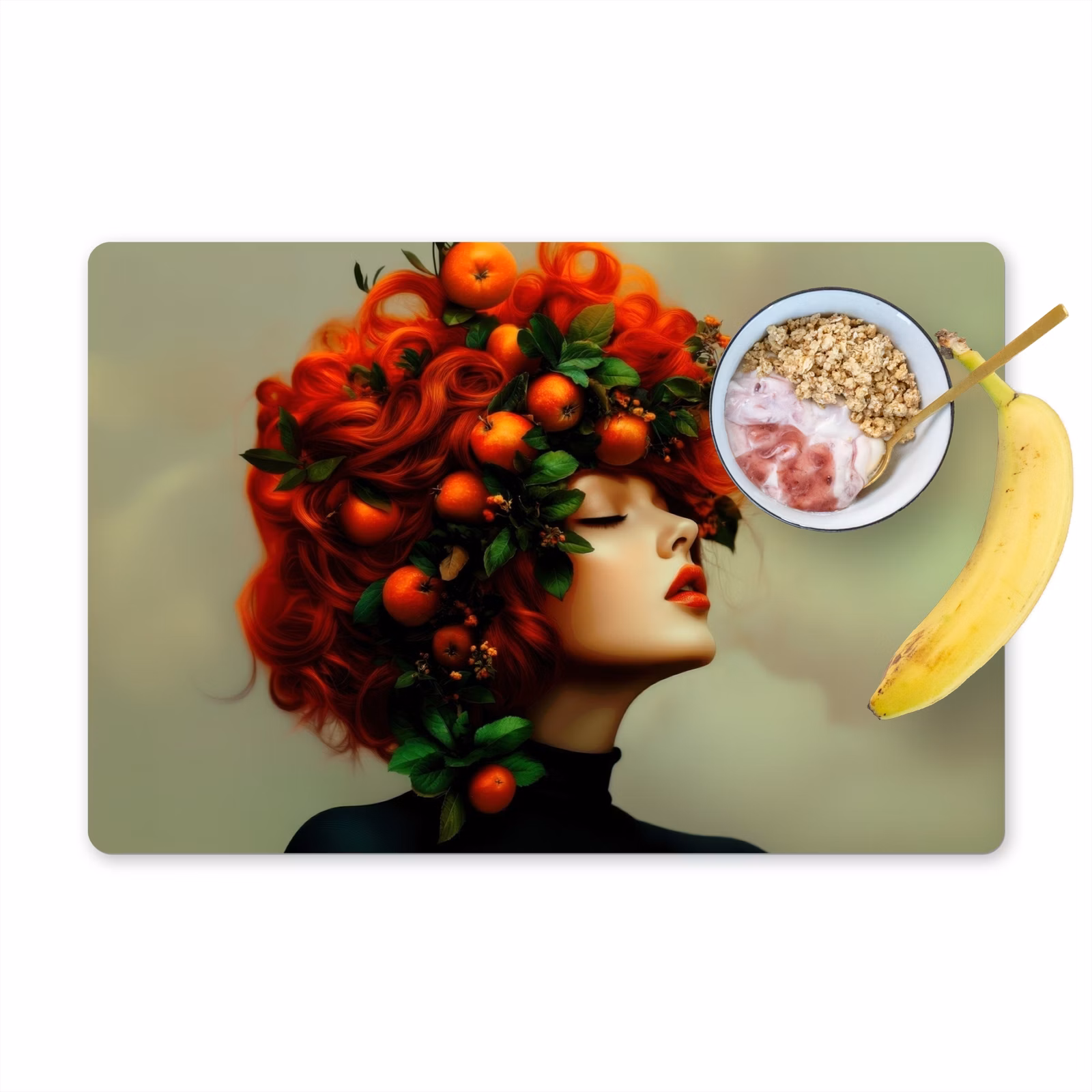 Salvamanteles - Mujer - Manzanas - Rojo - Hojas — 1