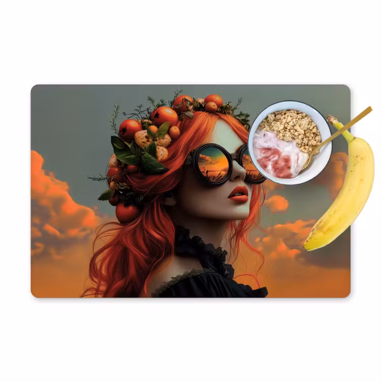 Salvamanteles - Mujer - Corona - Tomate - Albahaca - Gafas de sol — 1