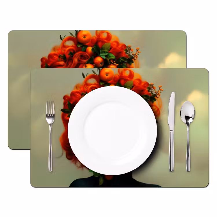Salvamanteles - Mujer - Manzanas - Rojo - Hojas — 2