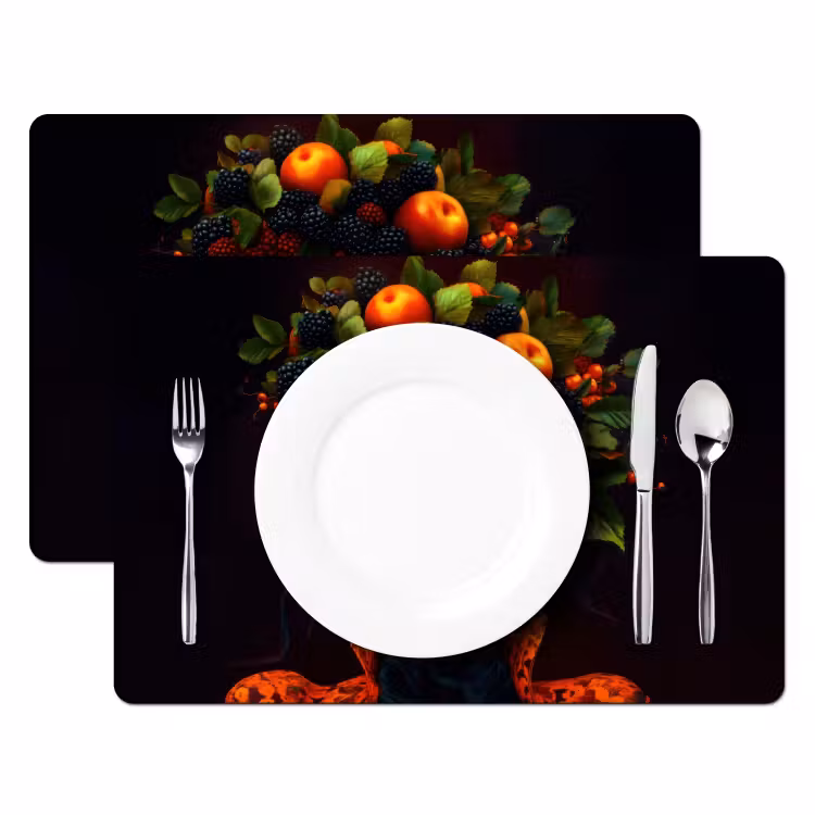 Salvamanteles - Mujer - Negro - Bayas - Zarzamoras - Manzanas — 2