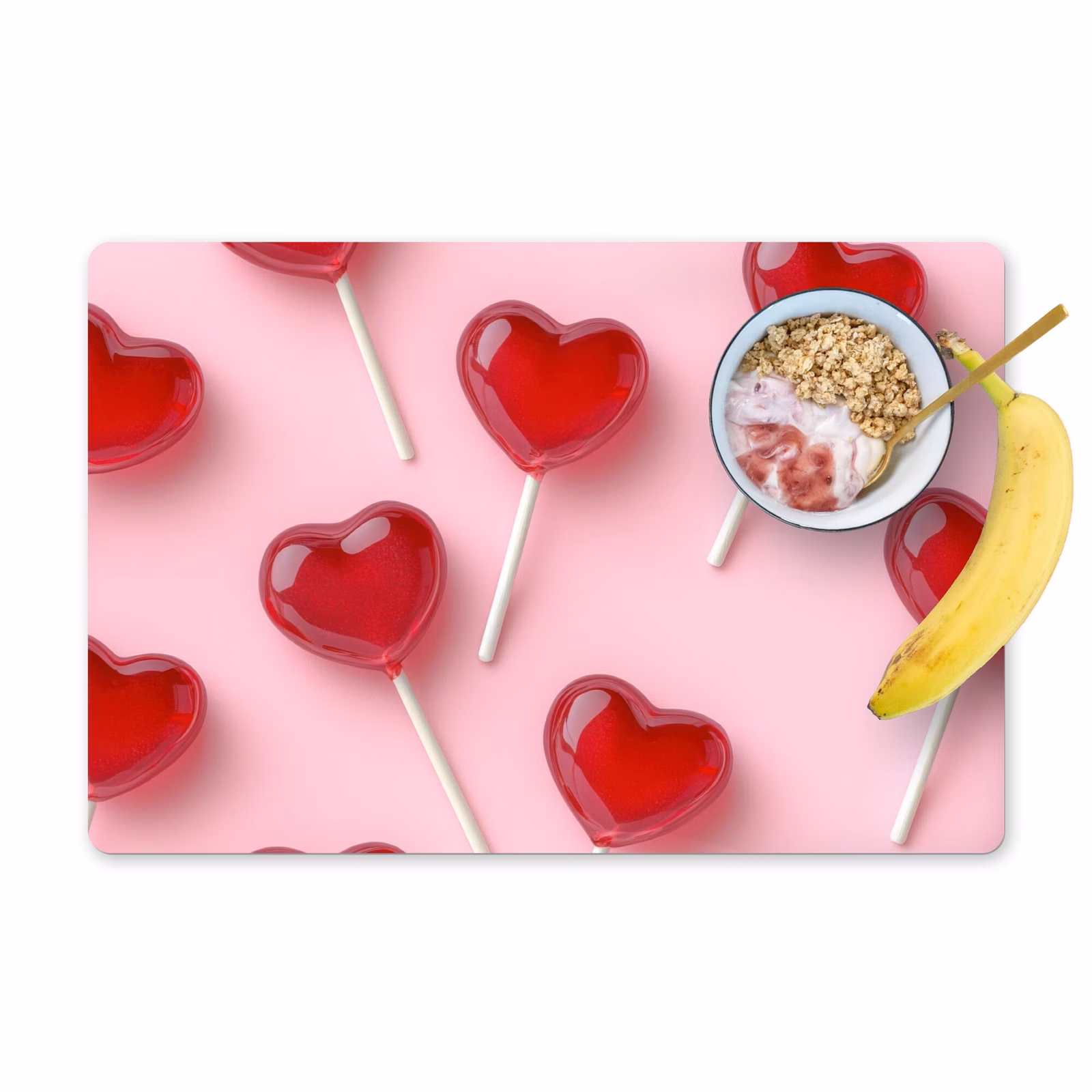 Vinilo para manteles individuales - Piruletas - Corazones - Rosa — 1
