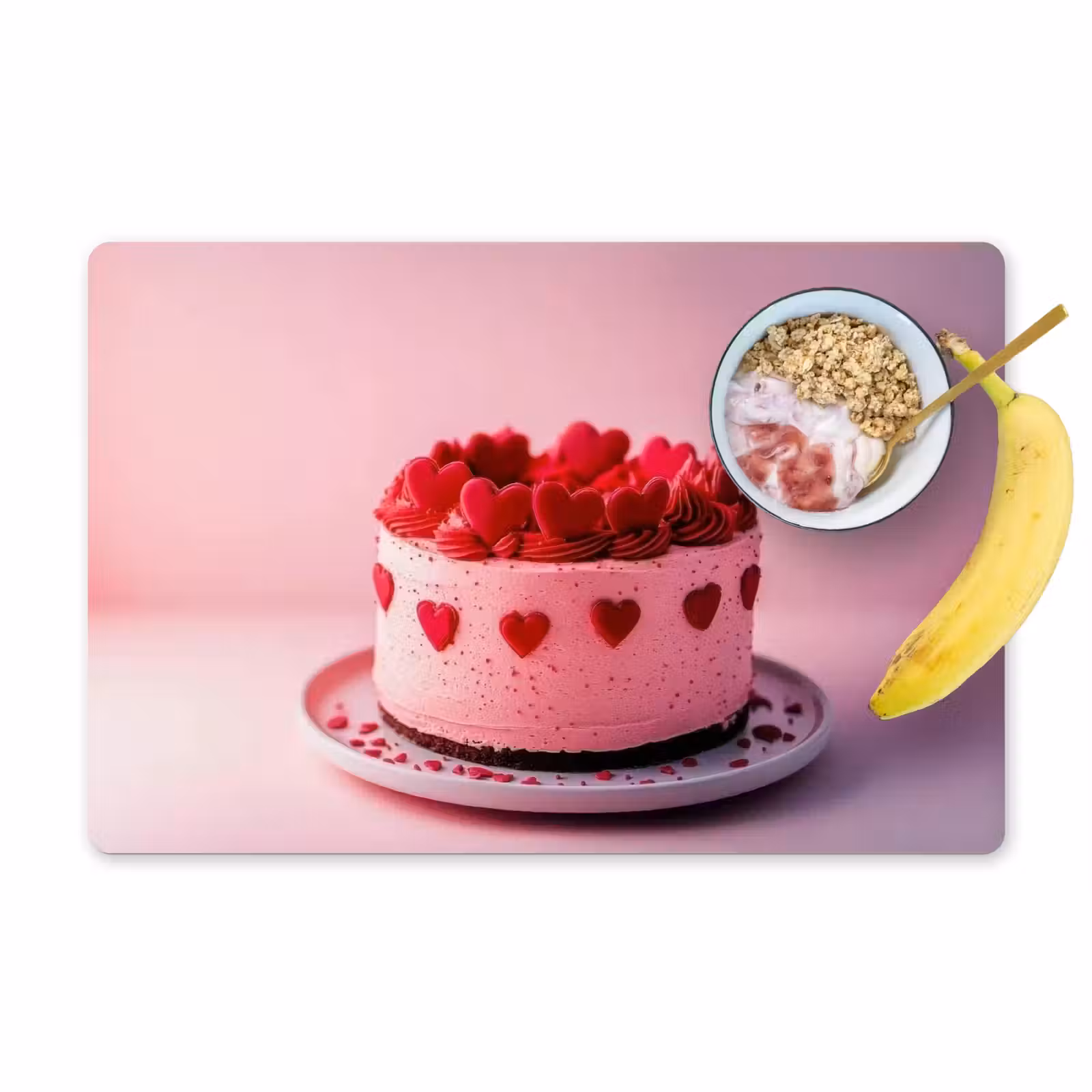 Vinilo para manteles individuales - Tarta - Corazón - Rosa — 1