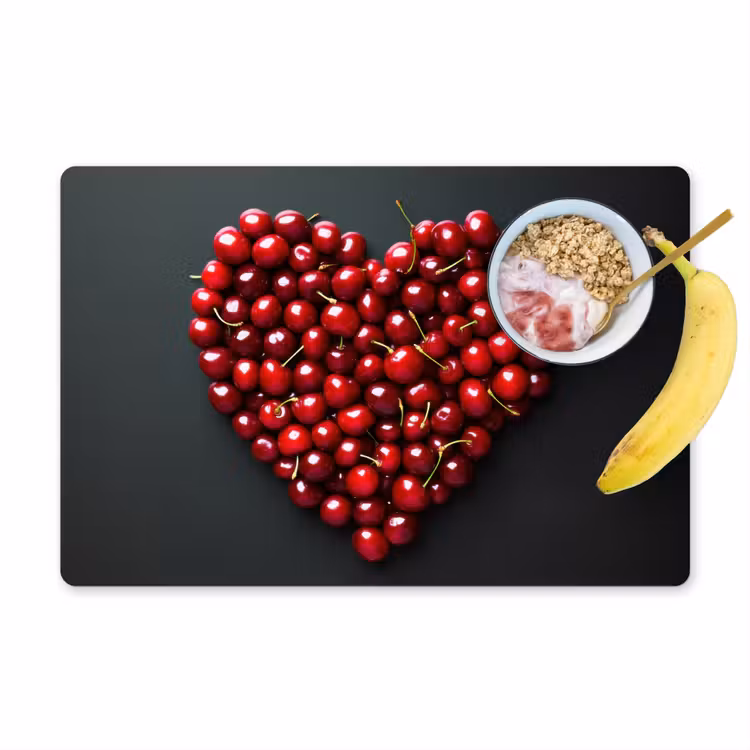 Vinilo para manteles individuales - Cereza - Corazón - Rojo - Negro — 1