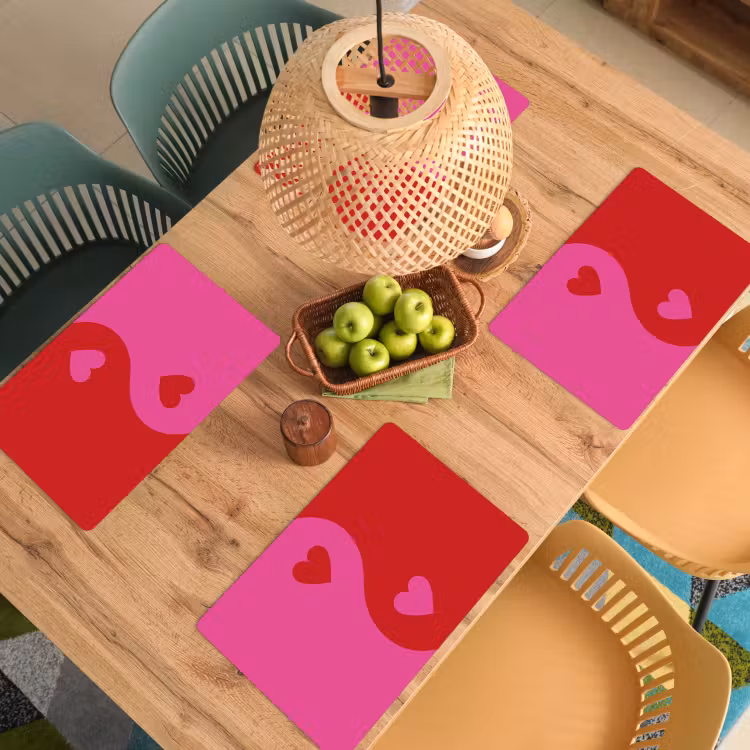 Salvamanteles - Minimalista - Rojo - Rosa - Corazones — 3