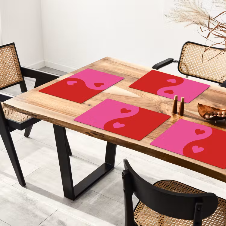 Salvamanteles - Minimalista - Rojo - Rosa - Corazones — 4