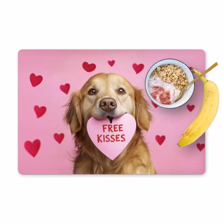 Salvamanteles - Perro - Beso- San Valentín - Corazones — 1