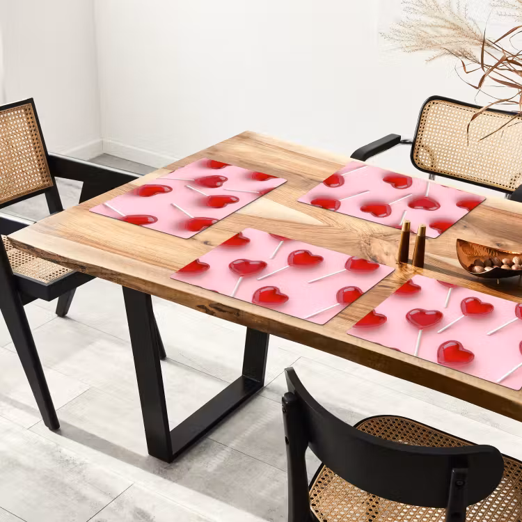 Vinilo para manteles individuales - Piruletas - Corazones - Rosa — 4