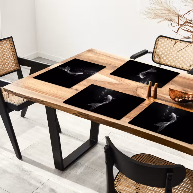 Vinilo para manteles individuales - Koi - Pez - Blanco - Negro — 4