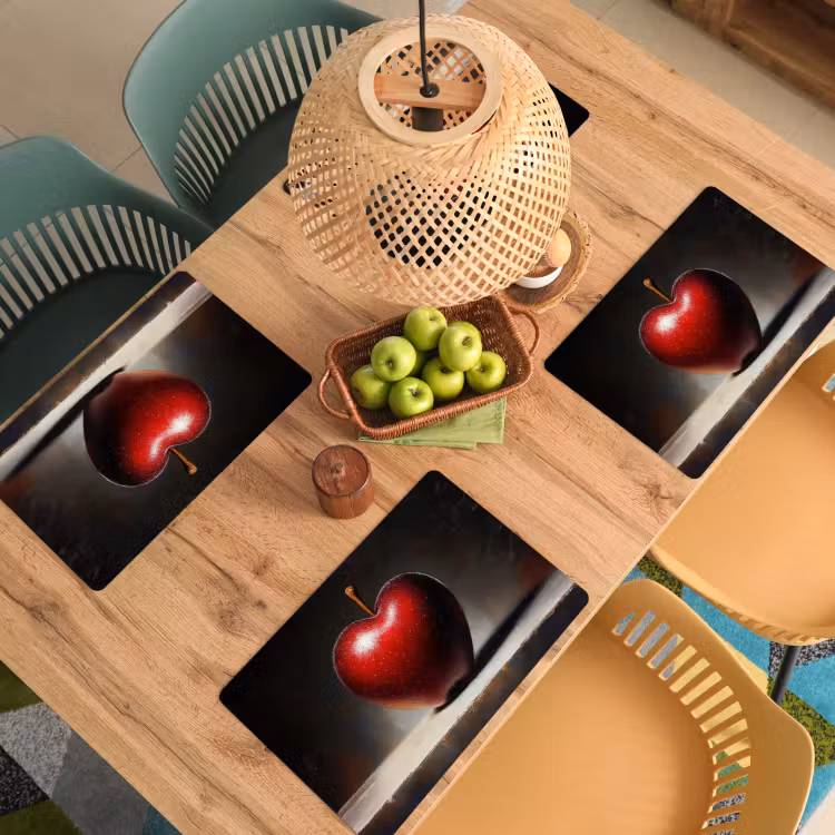 Vinilo para manteles individuales - Manzana - Corazón - Rojo — 3