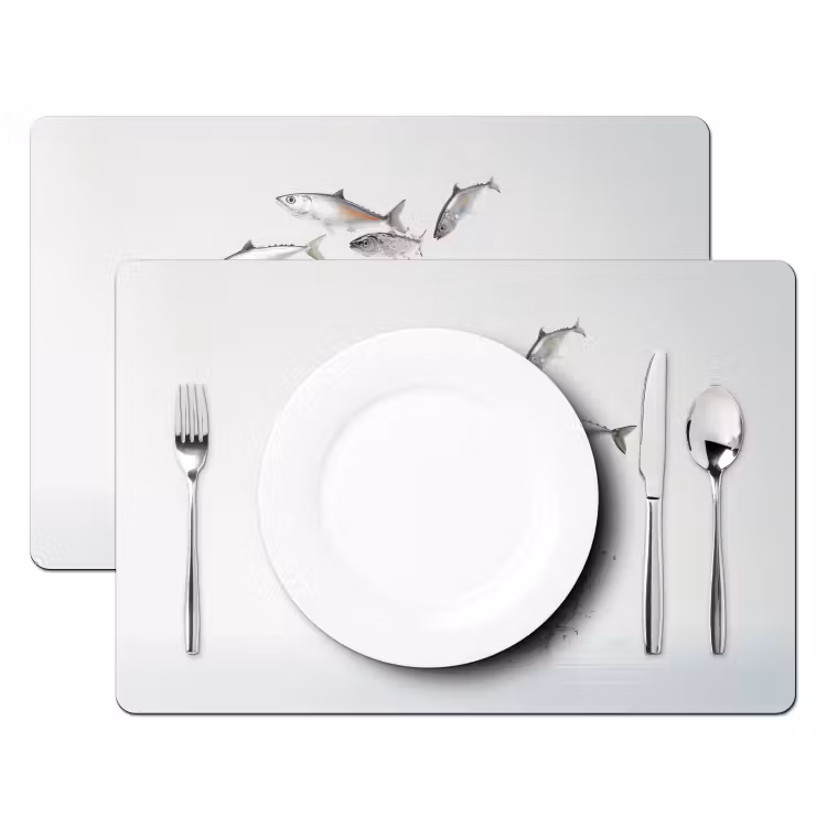 Vinilo para manteles individuales - Pez - Agua - Blanco — 2