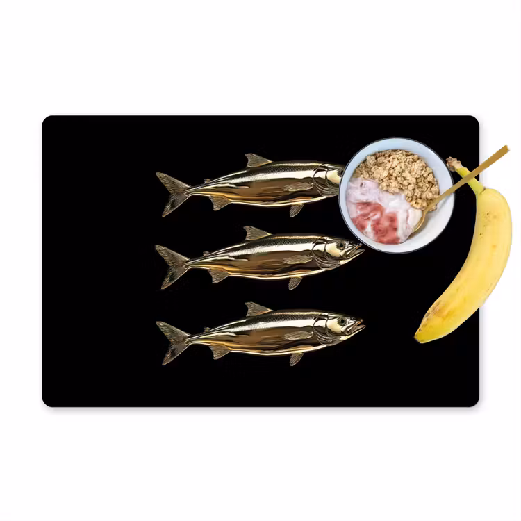 Vinilo para manteles individuales - Piscis - Oro - Negro — 1