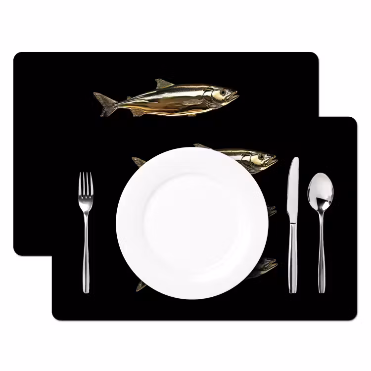 Vinilo para manteles individuales - Piscis - Oro - Negro — 2