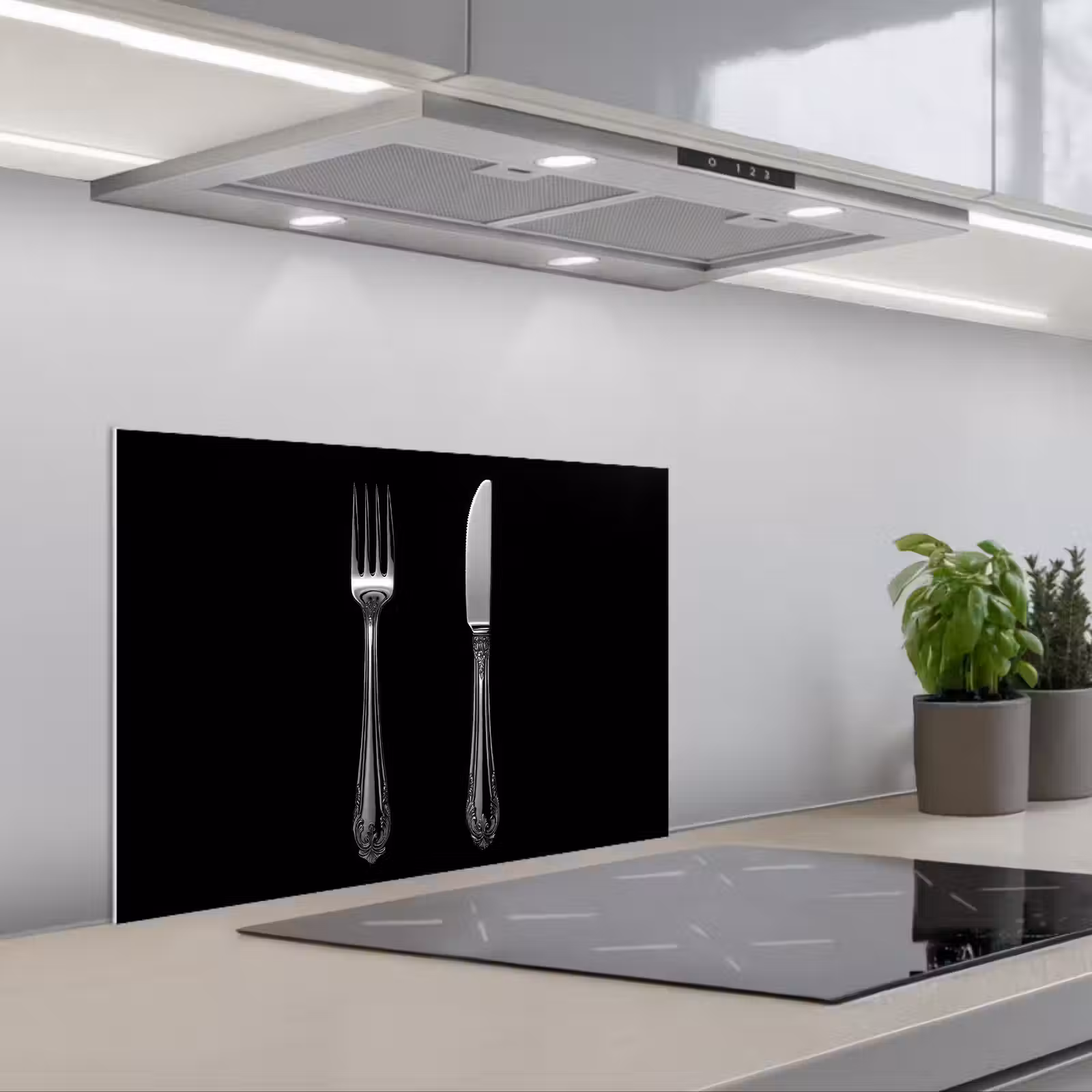 Salpicaderos de cocina - Tenedor - Cuchillo - Plata — 1