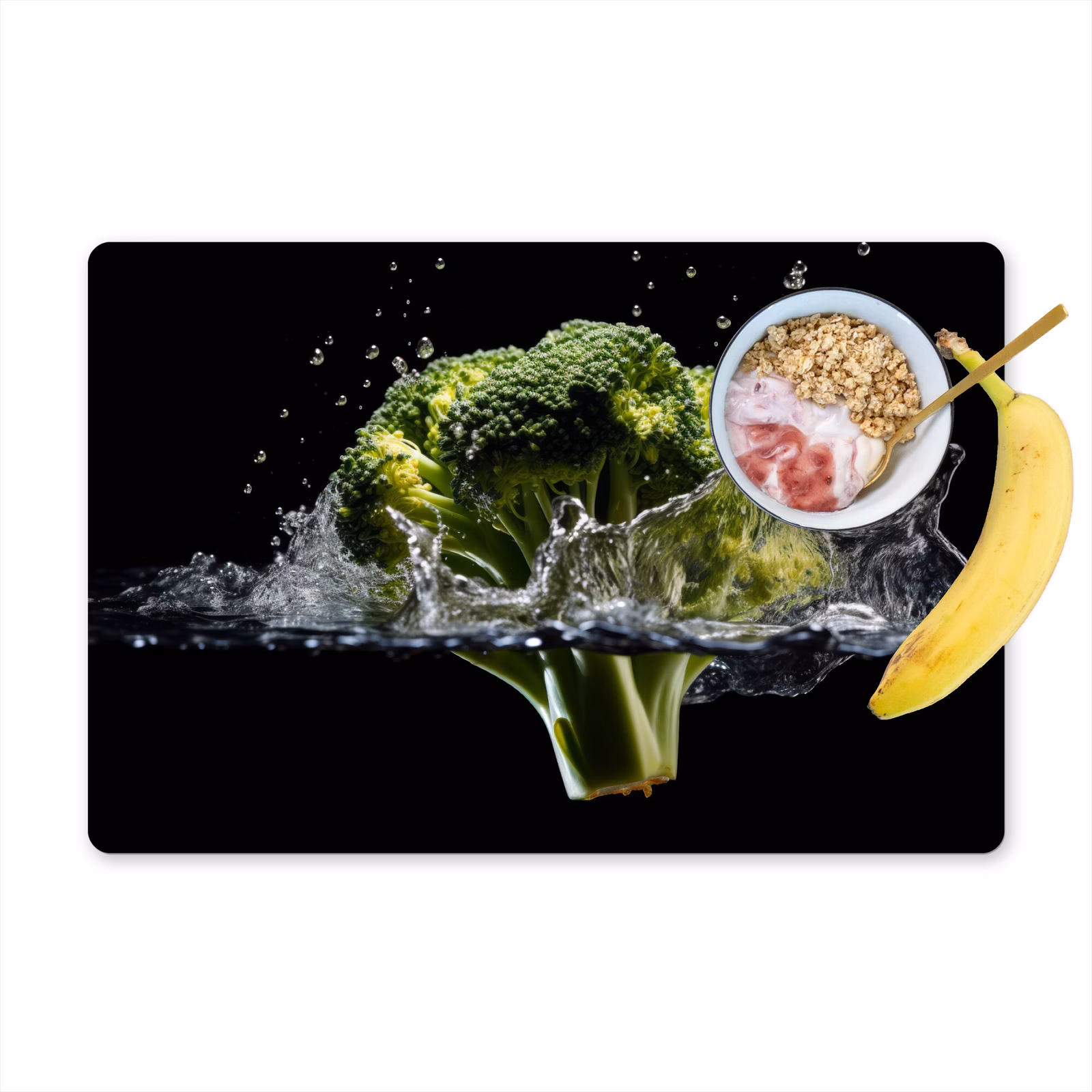 Vinilo para manteles individuales - Brócoli - Verde - Agua - Negro — 1