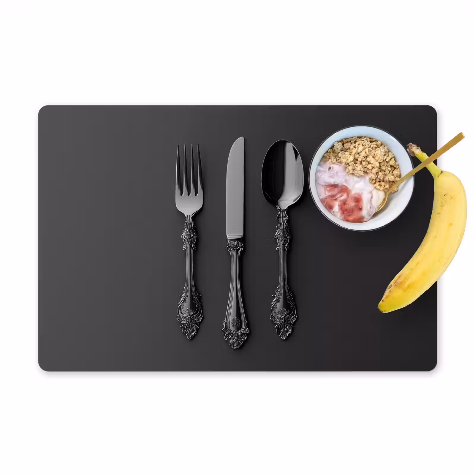 Vinilo para manteles individuales - Cubiertos - Negro — 1