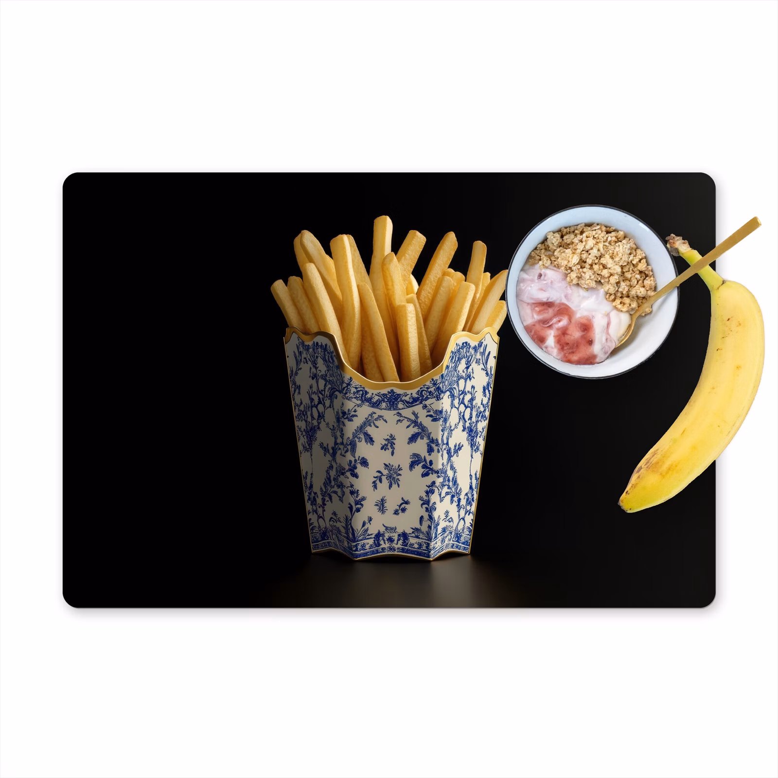Salvamanteles - Patatas fritas - Porcelana - Azul de Delft - Alimentos — 1