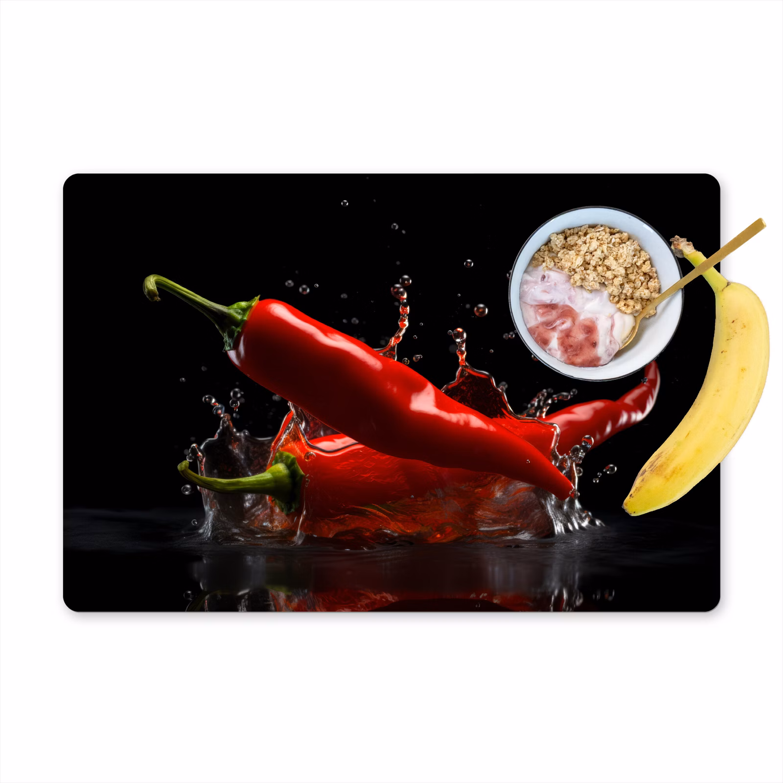 Vinilo para manteles individuales - Pimiento - Rojo - Negro - Agua - Vegetal — 1