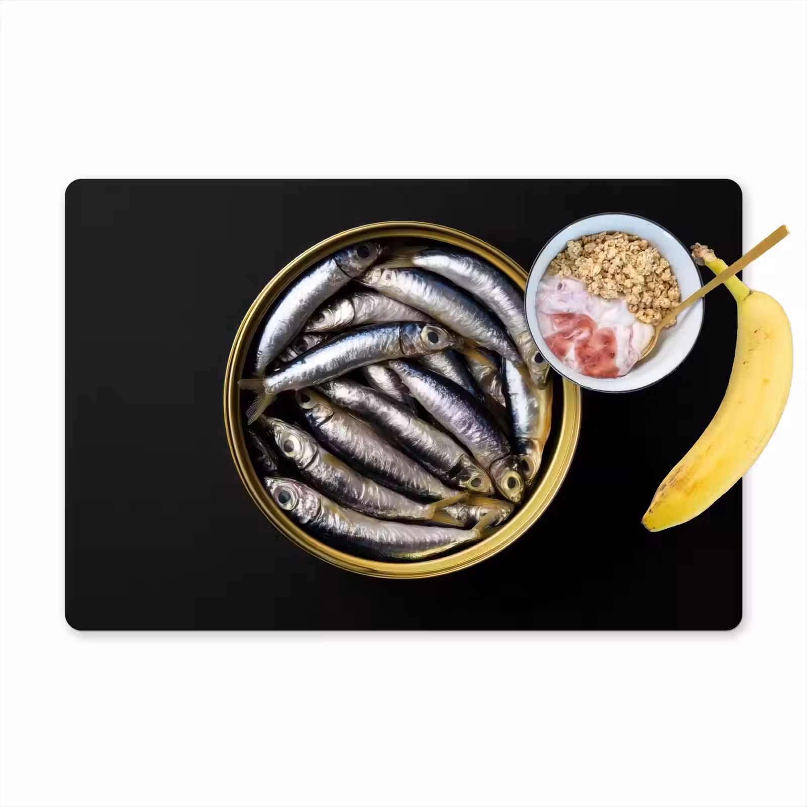 Vinilo para manteles individuales - Sardinas - Pescado - Redondo - Negro — 1