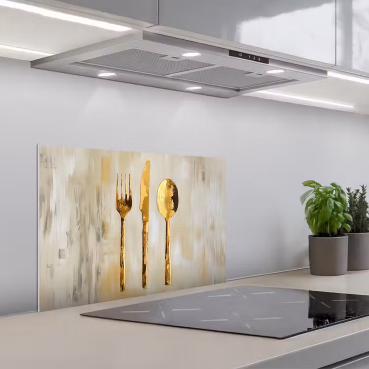 Salpicaderos de cocina - Pintura - Oro - Cubiertos — 1