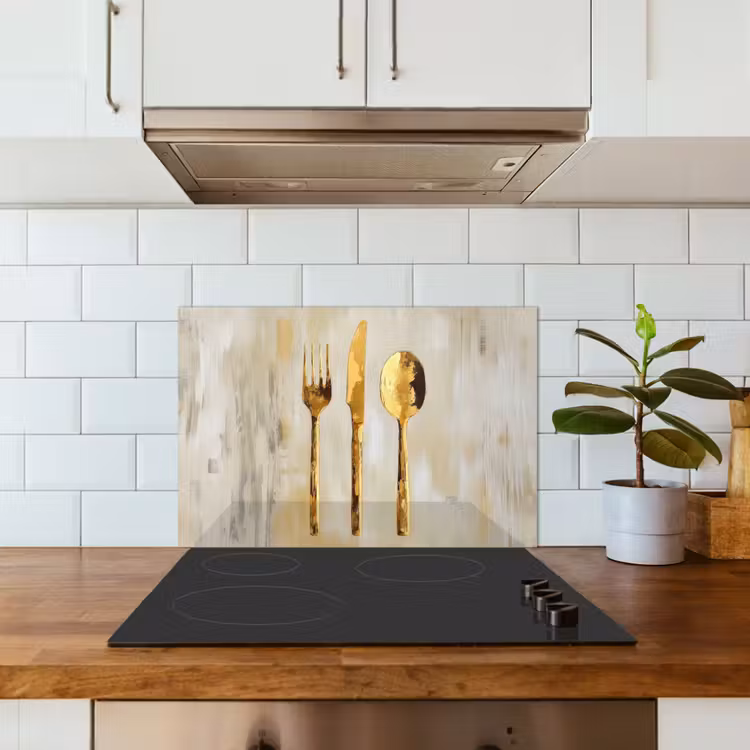 Salpicaderos de cocina - Pintura - Oro - Cubiertos — 3