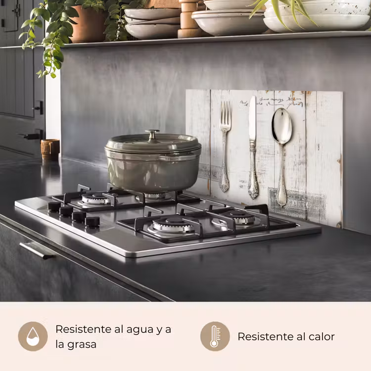 Salpicaderos de cocina - Plata - Cubiertos - Madera — 2