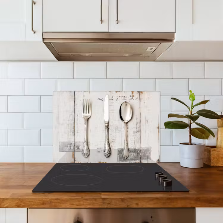 Salpicaderos de cocina - Plata - Cubiertos - Madera — 3