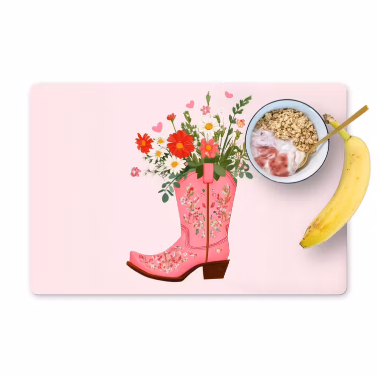 Salvamanteles - Botas vaqueras - Rosa - Ramo - Flores — 1