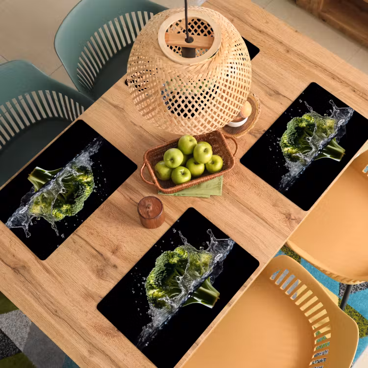 Vinilo para manteles individuales - Brócoli - Verde - Agua - Negro — 3