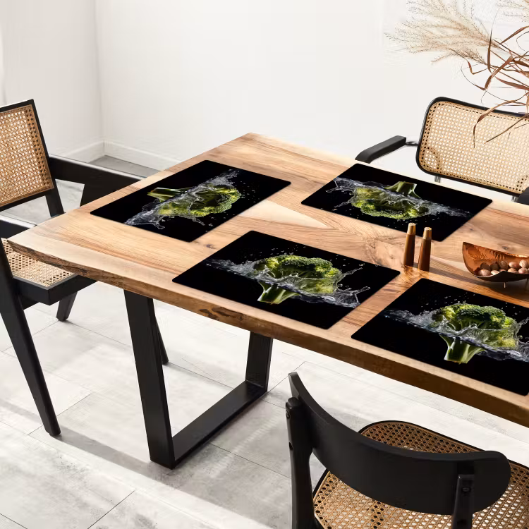 Vinilo para manteles individuales - Brócoli - Verde - Agua - Negro — 4