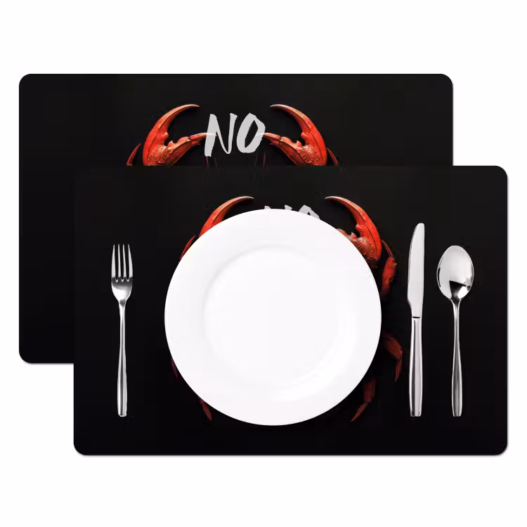 Vinilo para manteles individuales - Cangrejo - Rojo - Texto - Negro — 2
